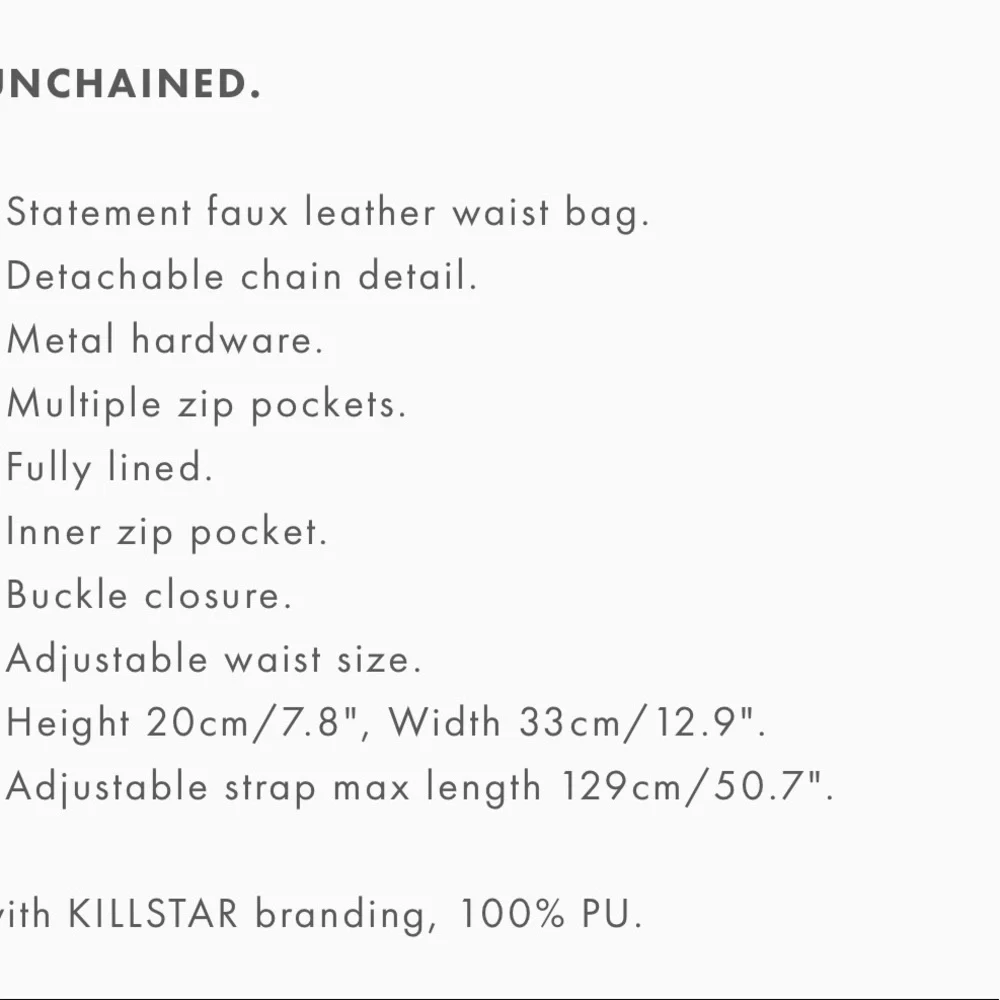 KILLSTAR UNCHAINED WAIST BAG BLACK NWT - Picture 6 of 6